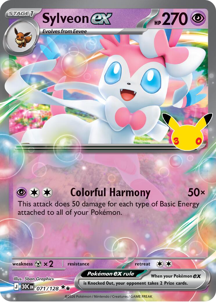 [English] 071/128 - Sylveon Ex - 30th Celebration - Pokemon TCG