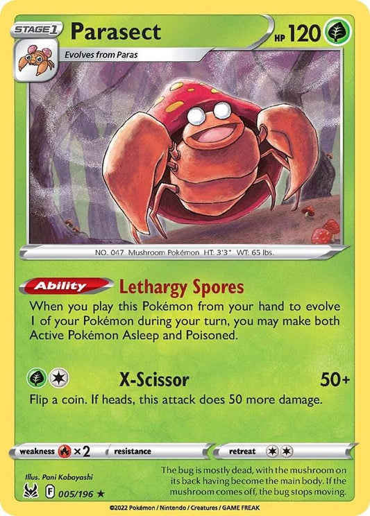 005/196 - Parasect Reverse Holo - Lost Origin - Pokemon TCG