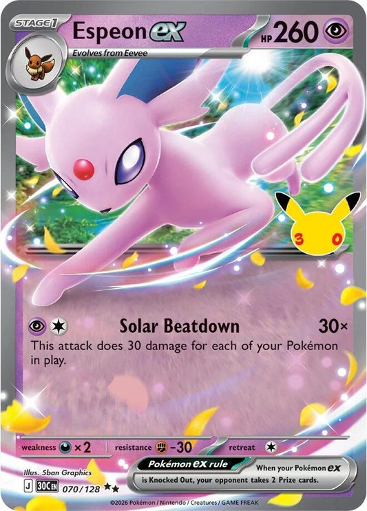 [English] 070/128 - Espeon Ex - 30th Celebration - Pokemon TCG