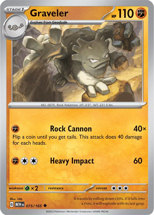 075/165 - Graveler Reverse Holo - 151 - Pokemon TCG