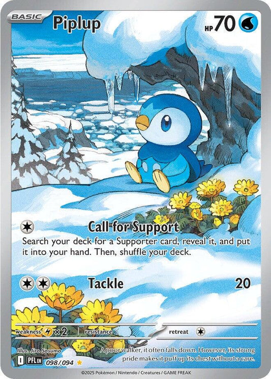 098/094 - Piplup Illustration Rare - Phantasmal Flames - Pokemon TCG
