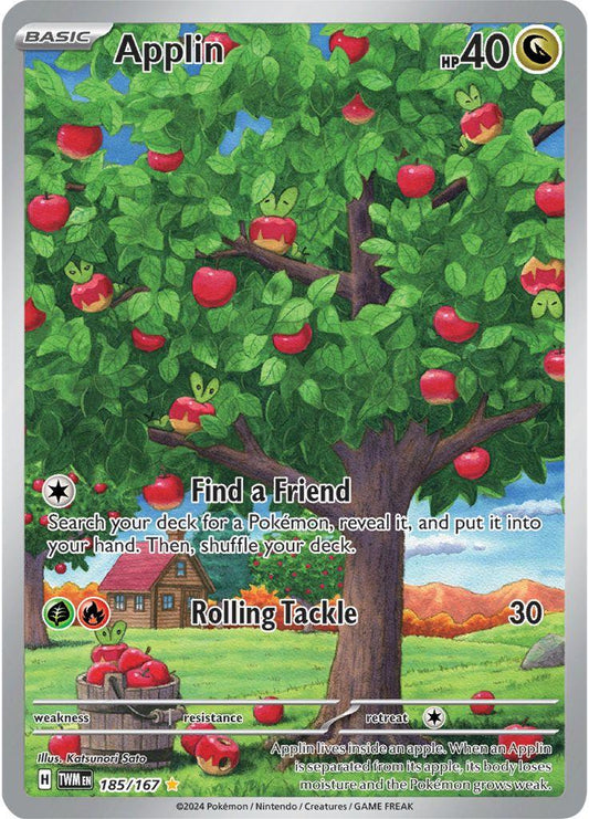 185/167 - Applin Illustration Rare - Twilight Masquerade - Pokemon TCG