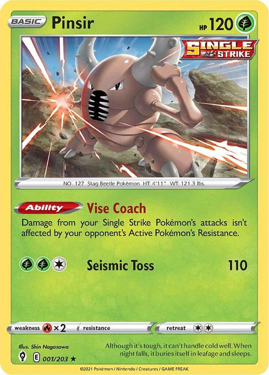001/203 - Pinsir Reverse Holo - Evolving Skies - Pokemon TCG