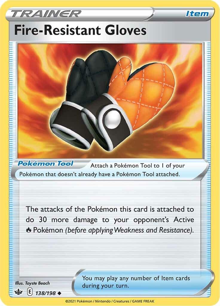 138/198 - Fire Resistant Gloves Reverse Holo - Chilling Reign - Pokemon TCG