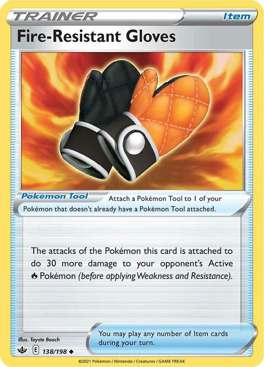 138/198 - Fire Resistant Gloves Reverse Holo - Chilling Reign - Pokemon TCG