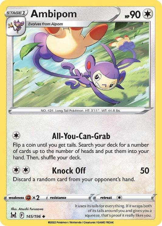 145/196 - Ambipom Reverse Holo - Lost Origin - Pokemon TCG