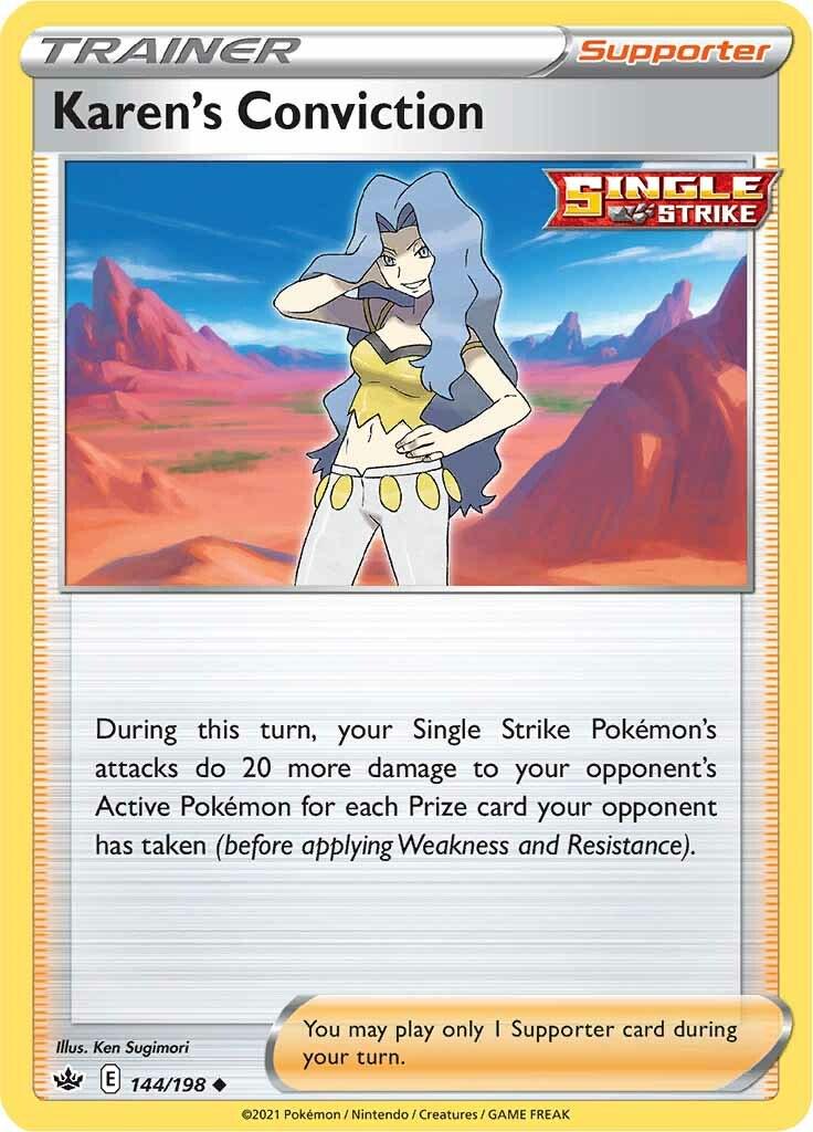 144/198 - Karen's Conviction Reverse Holo - Chilling Reign - Pokemon TCG