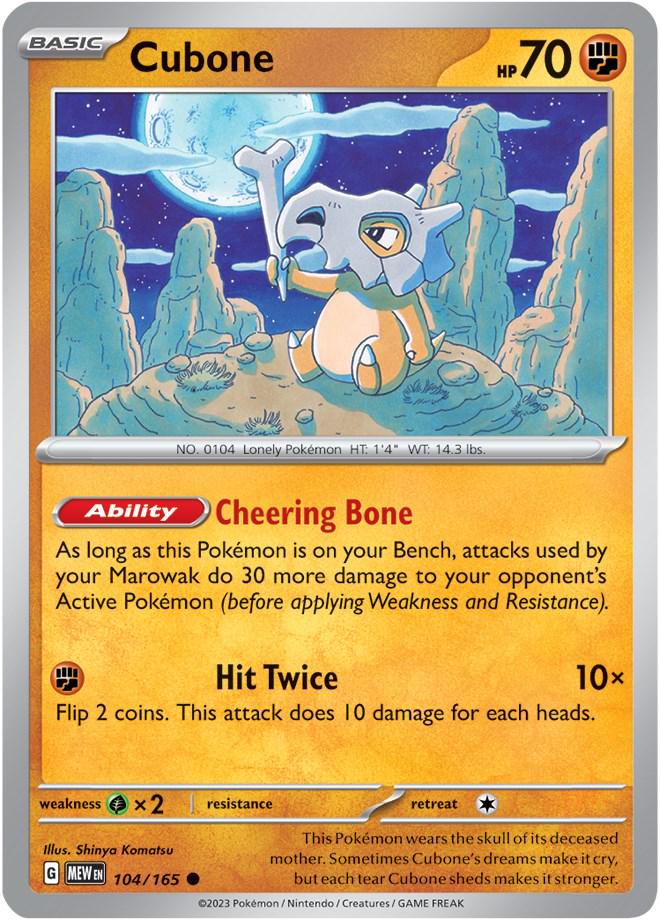 104/165 - Cubone Reverse Holo - 151 - Pokemon TCG