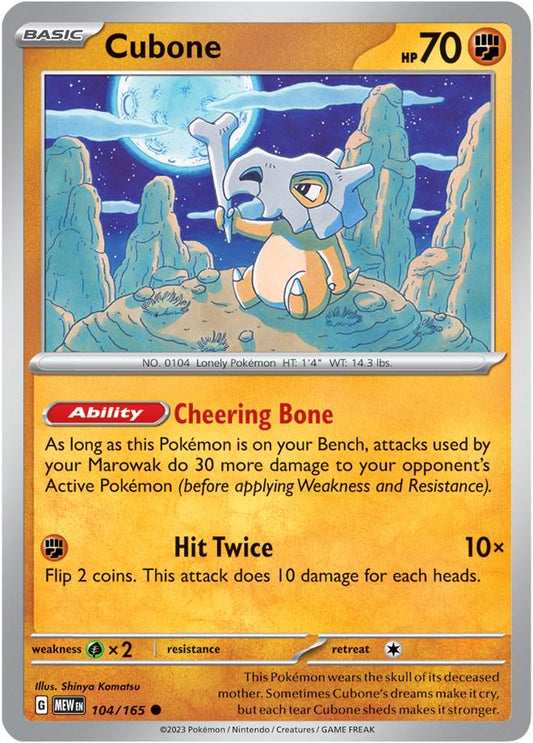 104/165 - Cubone Reverse Holo - 151 - Pokemon TCG