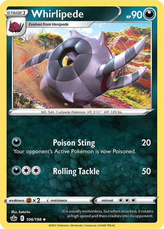 106/198 - Whirlipede Reverse Holo - Chilling Reign - Pokemon TCG
