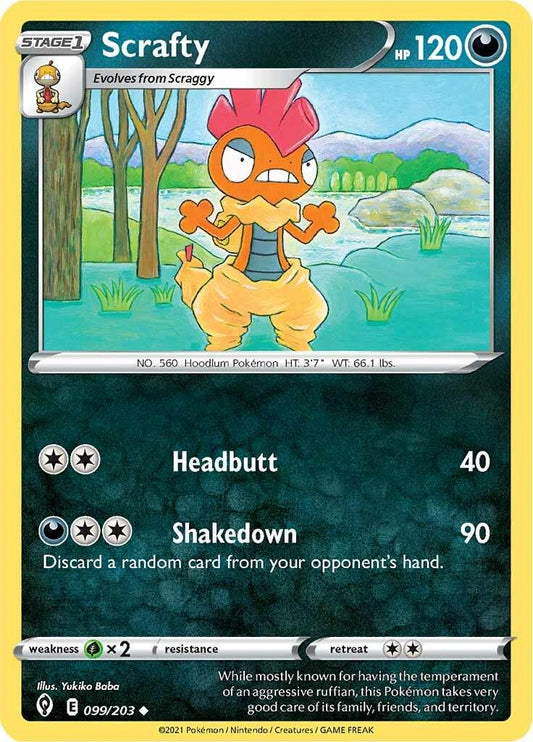 099/203 - Scrafty Reverse Holo - Evolving Skies - Pokemon TCG