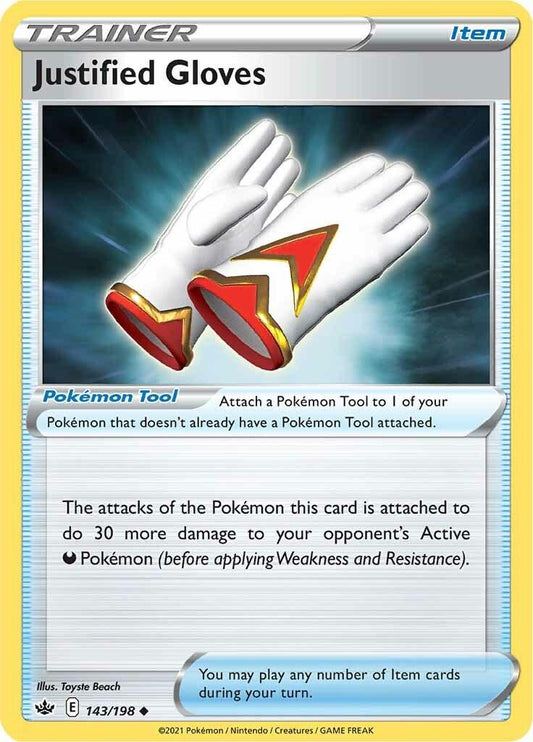 143/198 - Justified Gloves Reverse Holo - Chilling Reign - Pokemon TCG