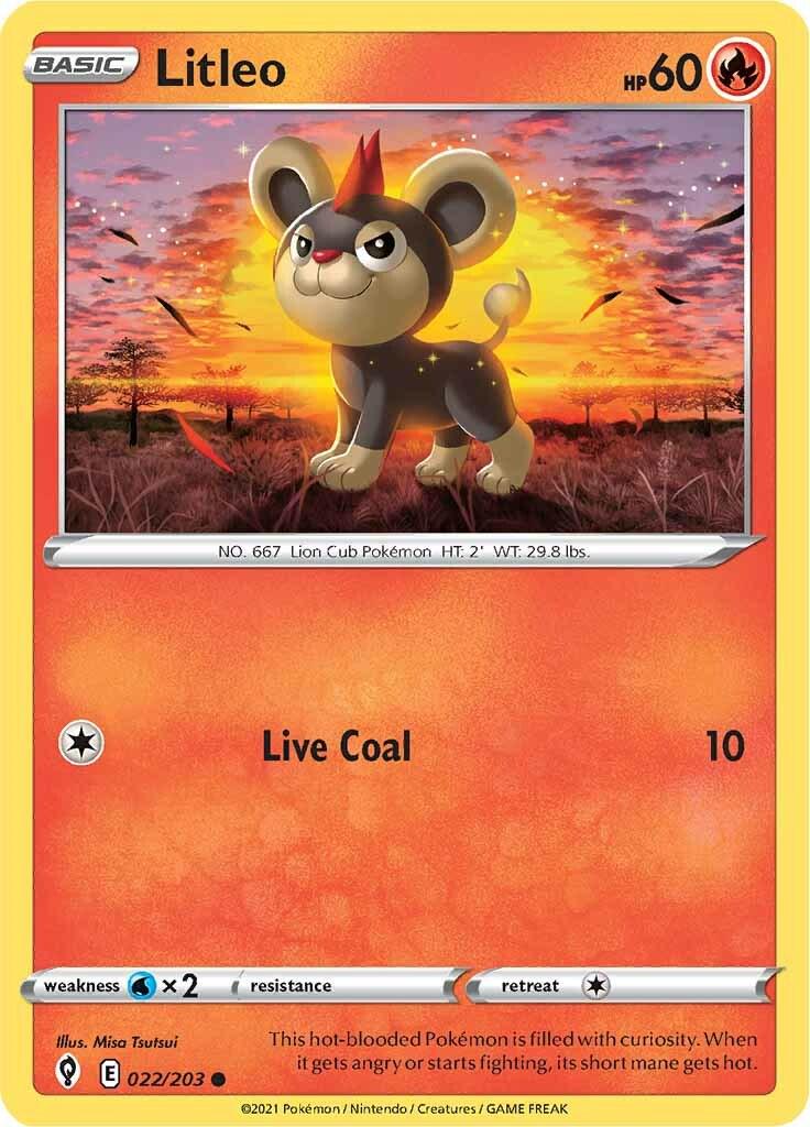 022/203 - Litleo Reverse Holo - Evolving Skies - Pokemon TCG