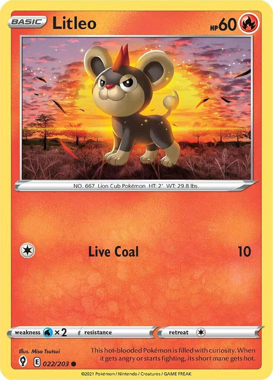 022/203 - Litleo Reverse Holo - Evolving Skies - Pokemon TCG