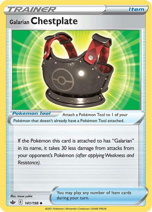 141/198 - Galarian Chestplate Reverse Holo - Chilling Reign - Pokemon TCG