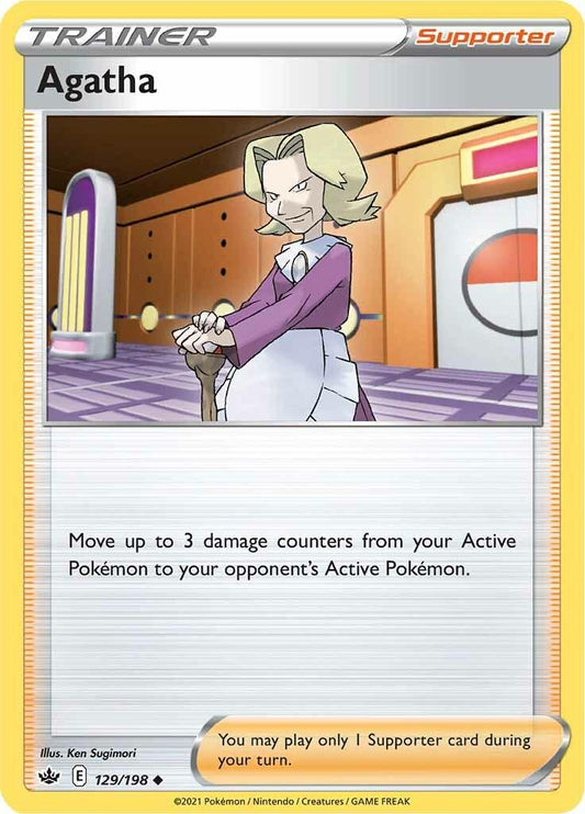 129/198 - Agatha Reverse Holo - Chilling Reign - Pokemon TCG