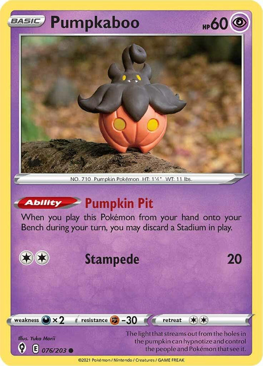 076/203 - Pumpkaboo Reverse Holo - Evolving Skies - Pokemon TCG
