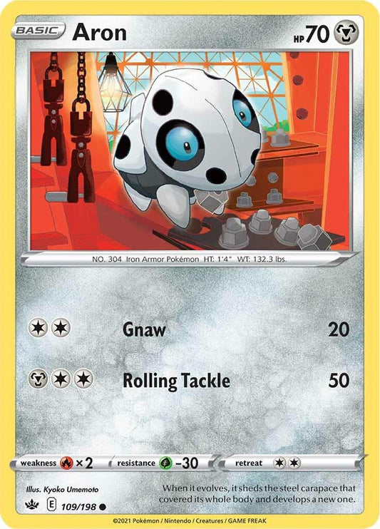 109/198 - Aron Reverse Holo - Chilling Reign - Pokemon TCG
