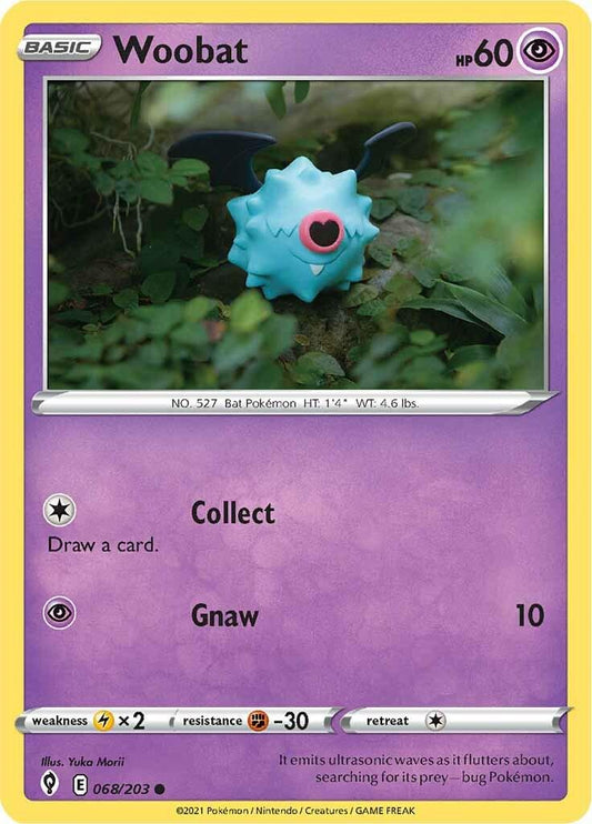 068/203 - Woobat Reverse Holo - Evolving Skies - Pokemon TCG