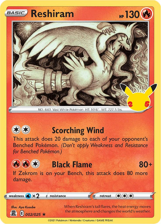 002/025 - Reshiram - Celebrations Pokemon TCG 25th Anniversary