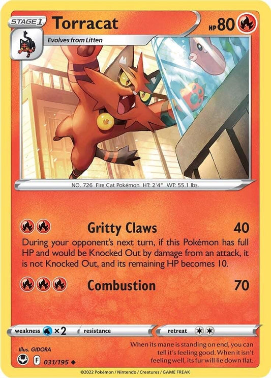 031/195 - Torracat Reverse Holo - Silver Tempest - Pokemon TCG