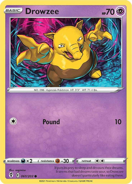 061/203 - Drowzee Reverse Holo - Evolving Skies - Pokemon TCG