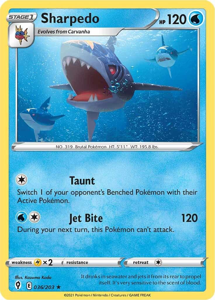 036/203 - Sharpedo Reverse Holo - Evolving Skies - Pokemon TCG