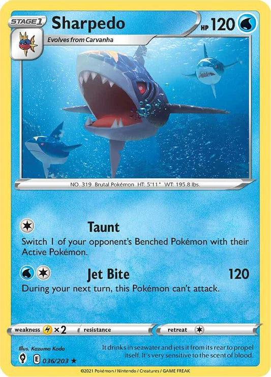 036/203 - Sharpedo Reverse Holo - Evolving Skies - Pokemon TCG