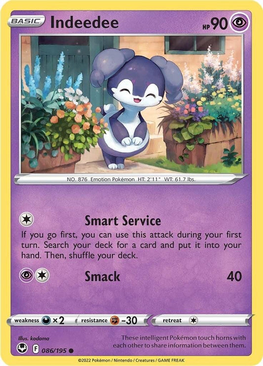 086/195 - Indeedee Reverse Holo - Silver Tempest - Pokemon TCG