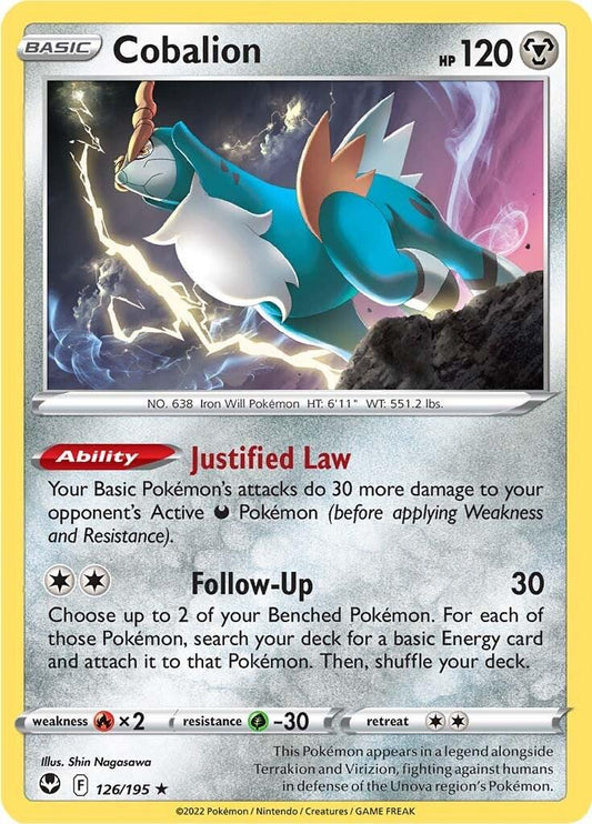 126/195 - Cobalion Reverse Holo - Silver Tempest - Pokemon TCG