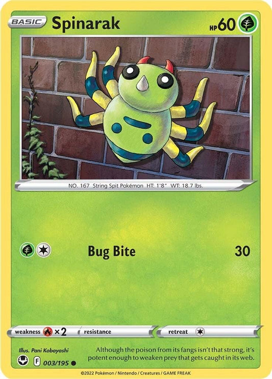 003/195 - Spinarak Reverse Holo - Silver Tempest - Pokemon TCG