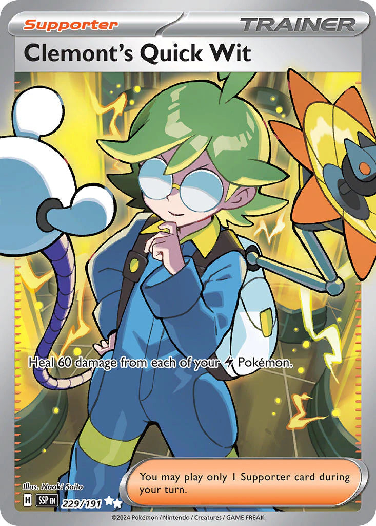 229/191 - Clemont's Quick Wit - Surging Sparks - Pokemon TCG