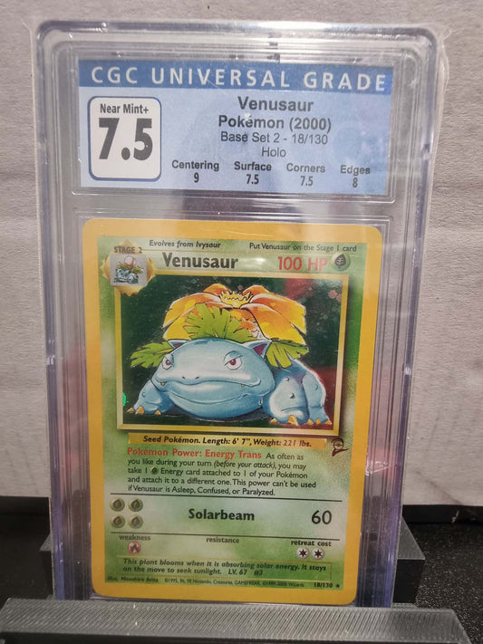 18/130 - Venusaur Holo CGC 7.5 [Small Crack In Slab] - Base Set 2 - Pokemon TCG