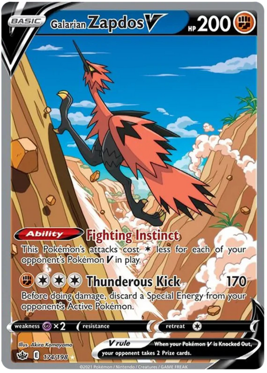 174/198 - Galarian Zapdos V Alt Art - Chilling Reign - Pokemon TCG