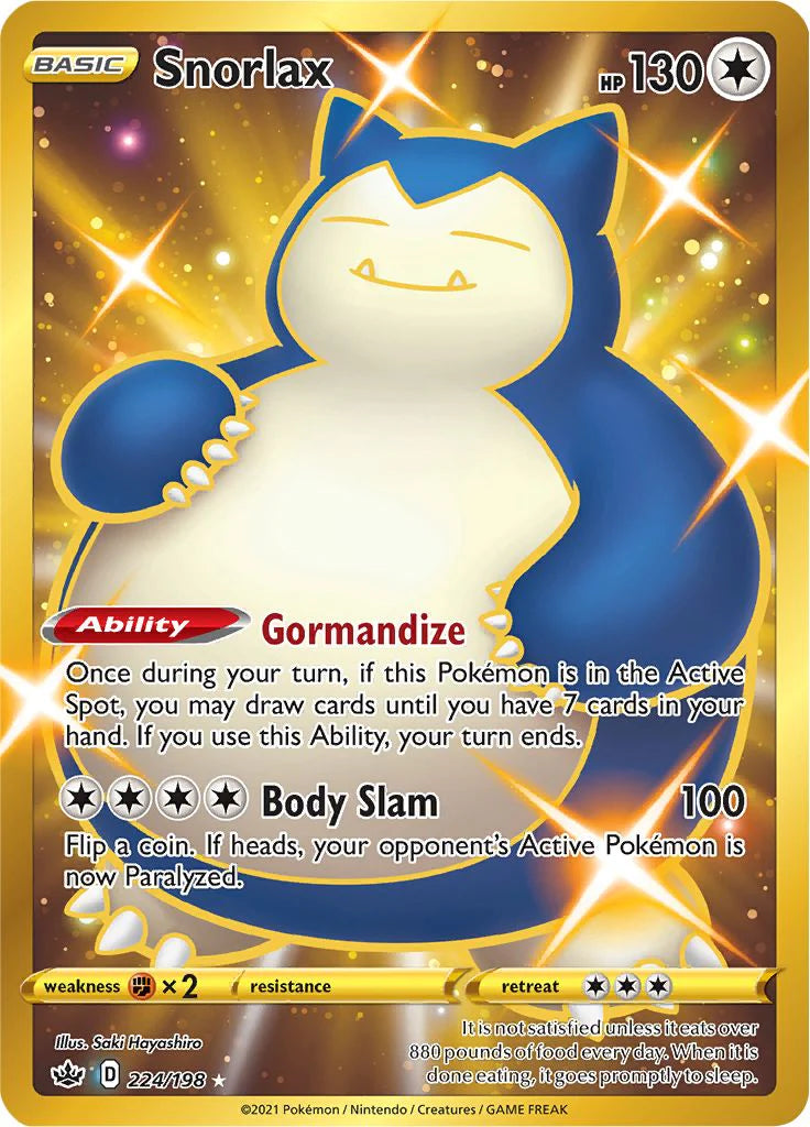 224/198 - Snorlax Gold - Chilling Reign - Pokemon TCG