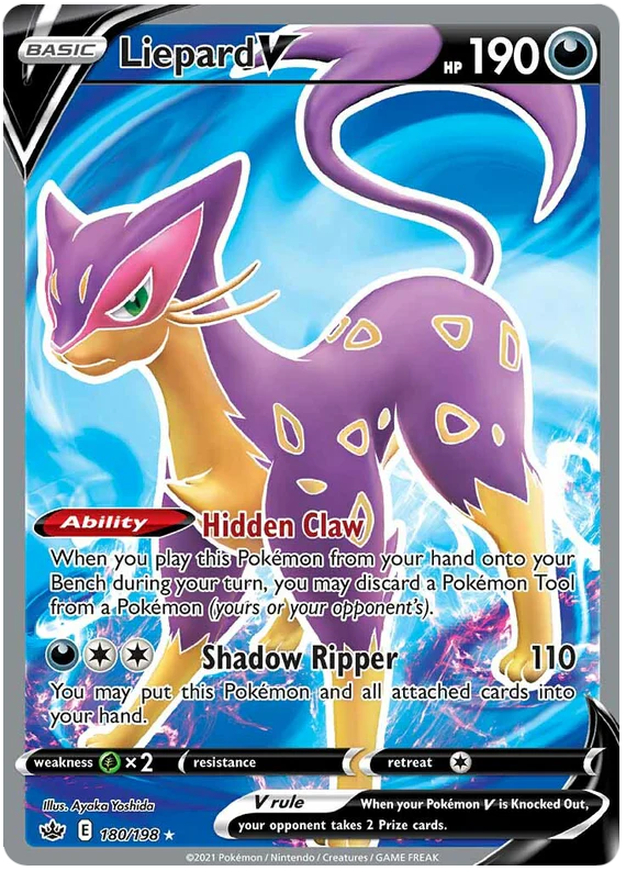 180/198 - Liepard V - Chilling Reign - Pokemon TCG