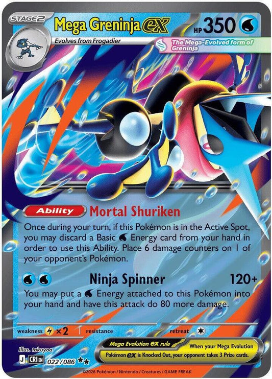 022/086 - Mega Greninja Ex - Chaos Rising - Pokemon TCG