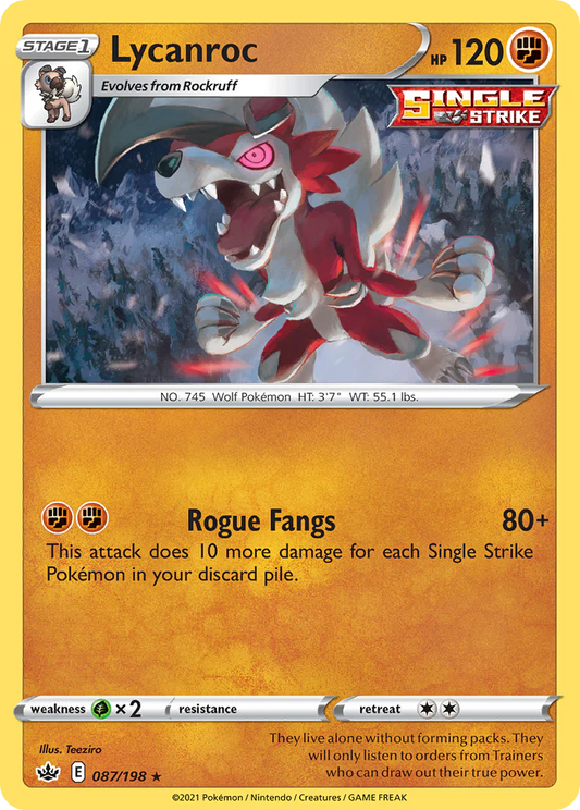 087/198 - Lycanroc Reverse Holo - Chilling Reign - Pokemon TCG