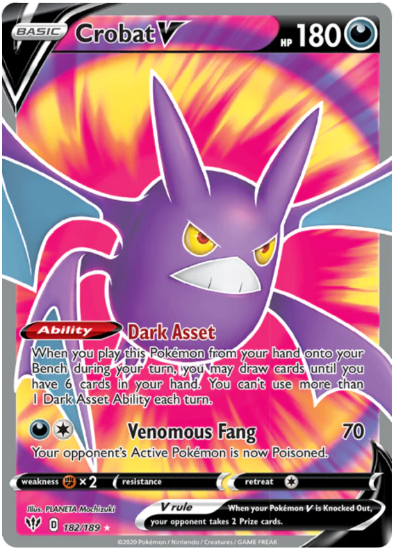 182/189 - Crobat V - Darkness Ablaze - Pokemon TCG