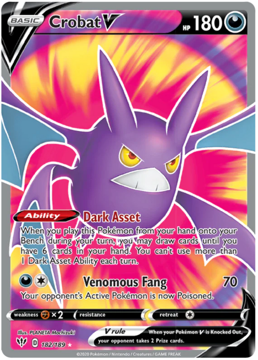 182/189 - Crobat V - Darkness Ablaze - Pokemon TCG