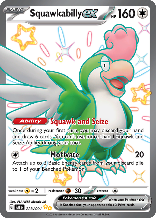 223/091 - Squawkabilly Ex - Paldean Fates - Pokemon TCG