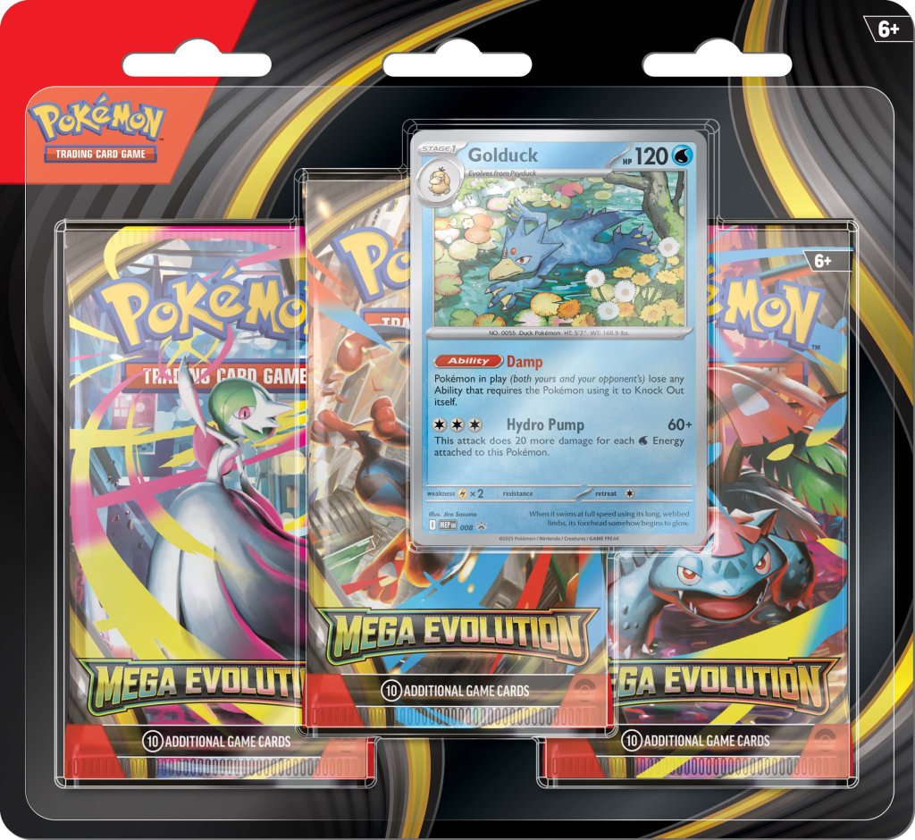 [Pre-Order Coming Soon] Mega Evolution 3 Pack Blister Golduck - Pokemon TCG