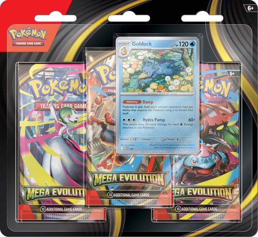 [Pre-Order Coming Soon] Mega Evolution 3 Pack Blister Golduck - Pokemon TCG
