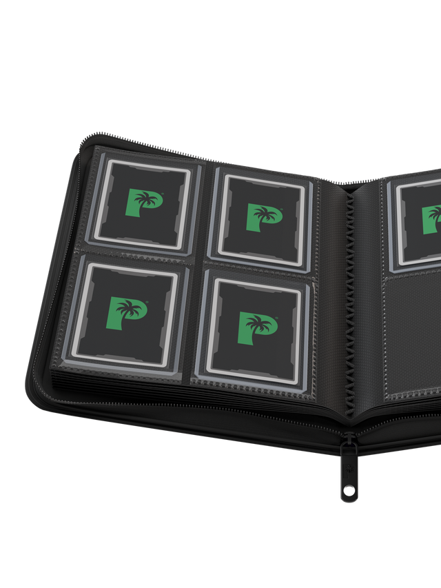 Palms Off Gaming Collector's Series Top Loader 4 Pocket 128 Slot Zip Binders Black - Clear
