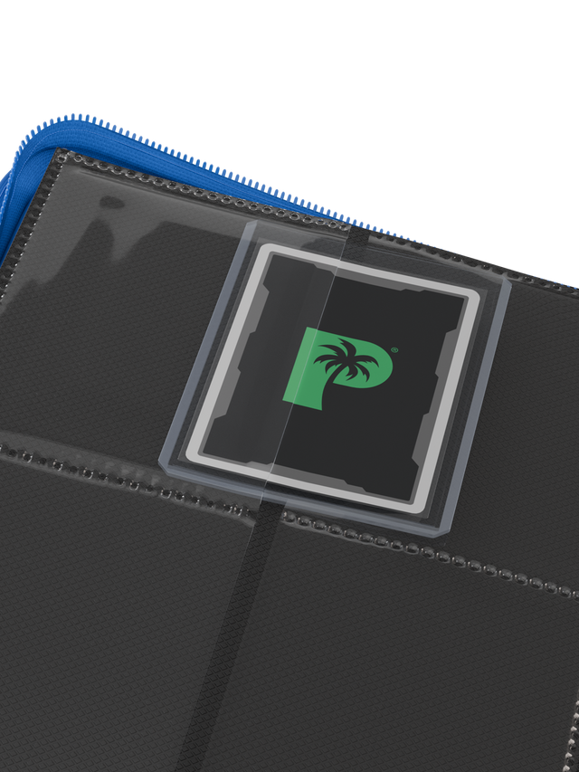Palms Off Gaming Collector's Series Top Loader 4 Pocket 128 Slot Zip Binders Blue - Clear