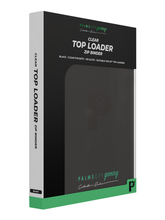 Palms Off Gaming Collector's Series Top Loader 216 Slot Zip Binder Black - Clear