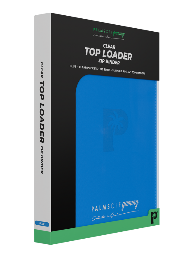 Palms Off Gaming Collector's Series Top Loader 9 Pocket 216 Slot Zip Binders Blue - Clear