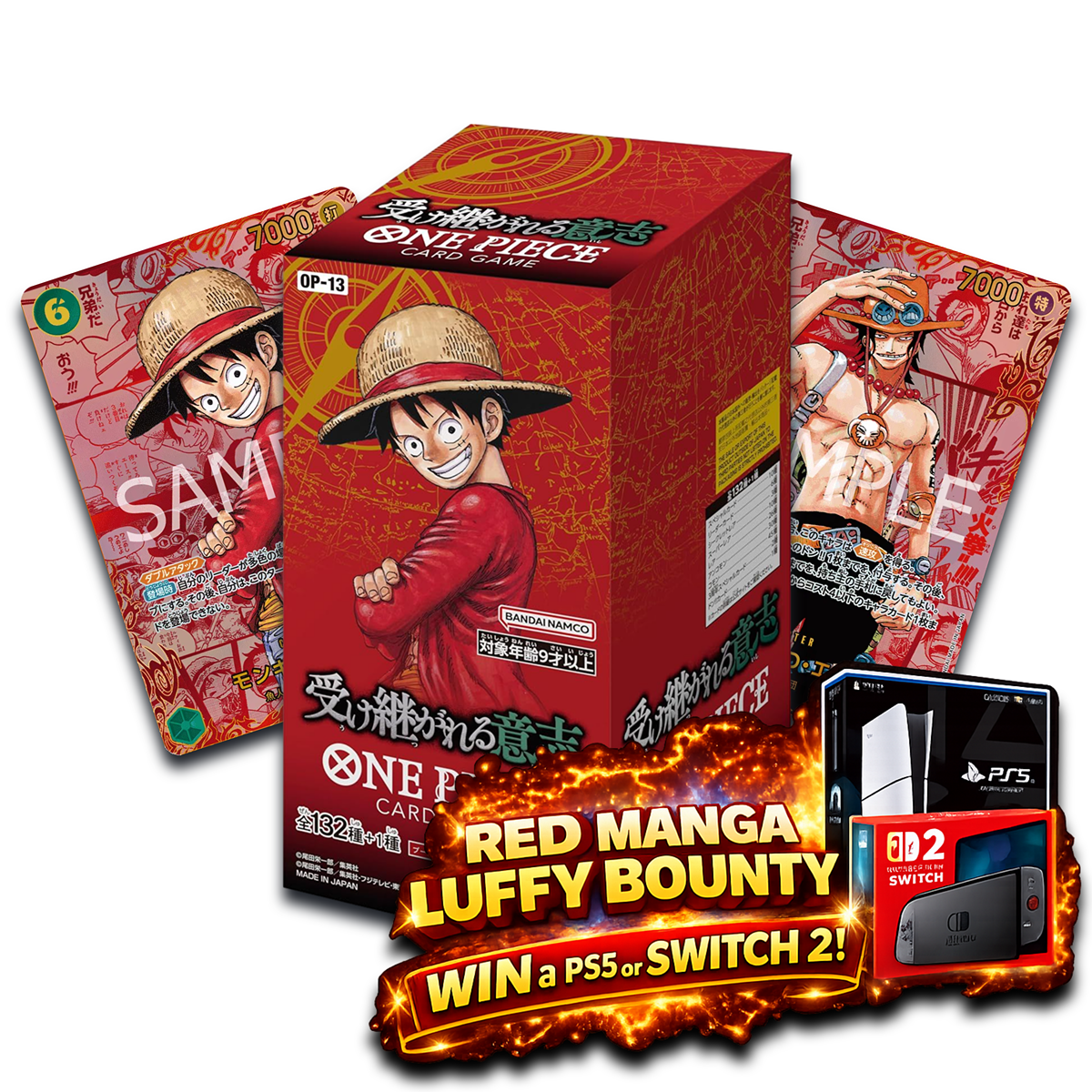 [ETA 27/01] [Red Manga Luffy PS5/SWITCH 2 Live Stream Bounty] OP-13 Carrying On His Will Booster Box - Japanese One Piece TCG