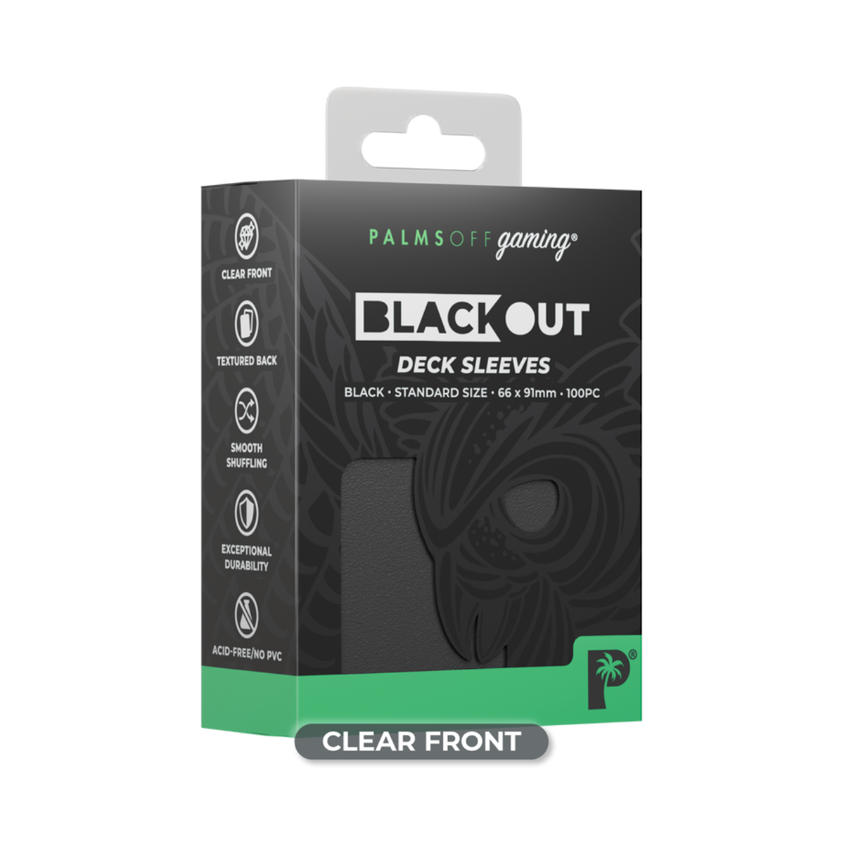 Palms Off Gaming Blackout Deck Sleeves Standard Size Black - 100 Pack