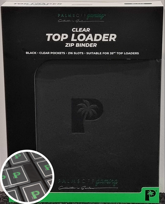 Palms Off Gaming Collector's Series Top Loader 216 Slot Zip Binder Black - Clear